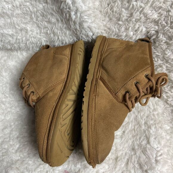 UGG Neumel chestnut leather suede lace up boots wool lining size 8 - Picture 4 of 10